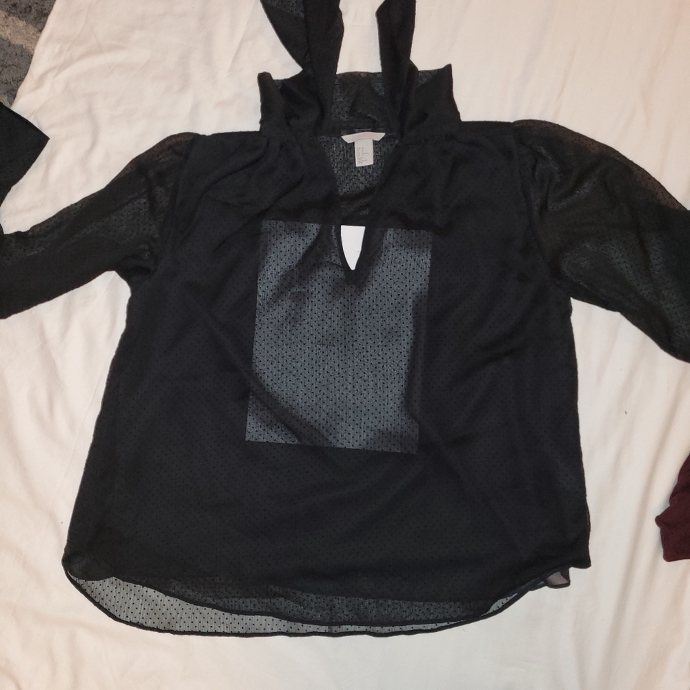 H&M BLACK BLOUSE / SHIRT - Picture 7 of 10